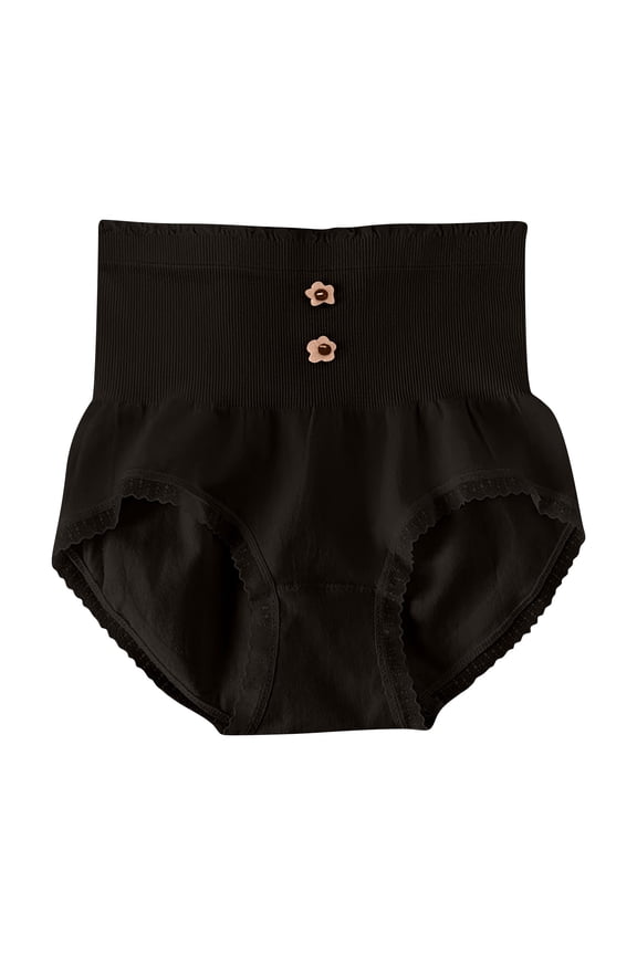 Women's High Waist Underwear Floral Cotton Gusset Tummy Control Seamless Comfortable Everyday Briefs