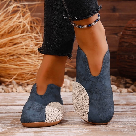 Taylonsss Women's Knitted Flat Loafers with V-Cut Ankle Design for Fall and Winter Soft-Soled Casual Slip-On Shoes in Multiple Colors