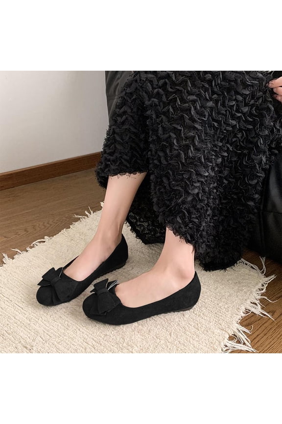 Women's Large Size Lightweight Soft-Soled Bowknot Casual Flats for Spring and Everyday Comfortable Wear