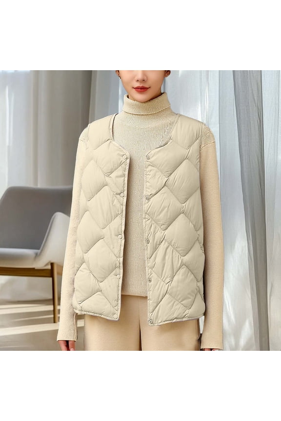 Women's Lightweight Down Vest Short Sleeveless Puffer Jacket Warm Thermal Insulated Casual Outdoor Office Wear Winter Comfortable Polyester
