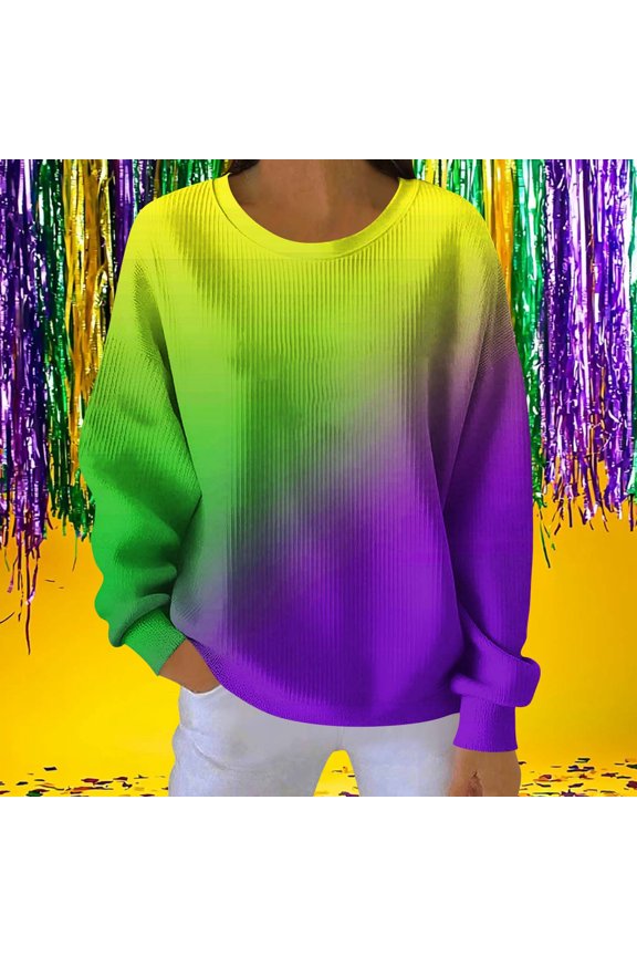 Women's Loose Casual All-Over Print Long Sleeve Round Neck Sweatshirt Top for Comfortable Daily Wear