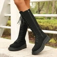 thumbnail image 1 of Taylonsss Women's Mid-Calf Suede Lace-Up Riding Boots with Side Zipper and Chunkys Sole for Fall and Winter Comfortable Equestrian Style Boots, 1 of 8