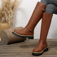 thumbnail image 1 of Taylonsss Women's Mid-Heel Round Toe Knee Boots with Adjustable Buckle Straps and Textured Sole for Winter Comfortable and Stable Riding Boot Style with Classic Design, 1 of 8
