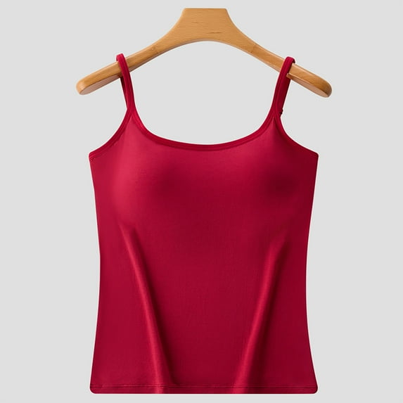 Taylonsss Women's Modal Camisole Pajamas Solid Color with Built-in Bra Adjustable Straps Comfortable Sleepwear Basic