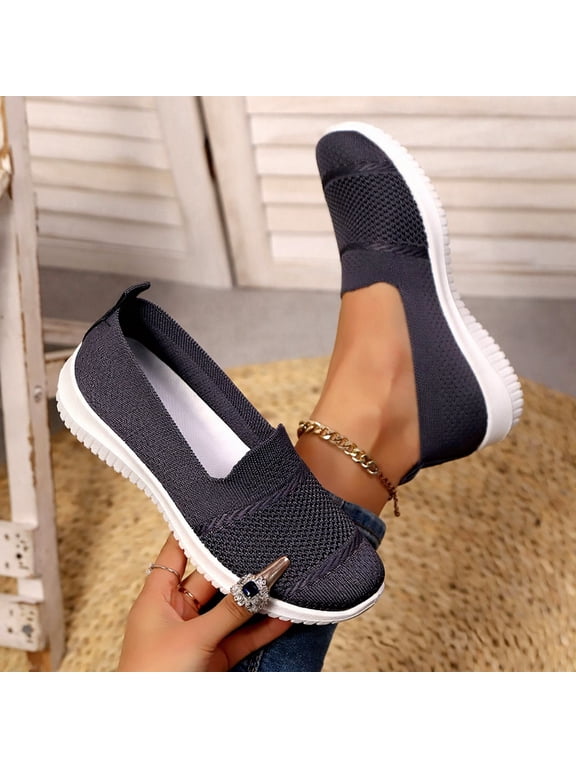 Women's Plus-Size Fashion Canvas Shoes Lightweight Comfortable Soft-Soled Wedge Heel Slip-On for Spring Summer Casual Everyday Wear