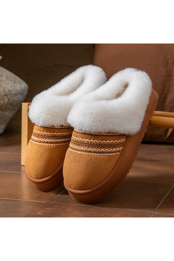 Women's Plush Mule Slippers with Thick Non-Slip Sole Fleece-Lined Winter House Shoes for Indoor and Outdoor Use Comfortable Slip-On Design for Fall and Winter