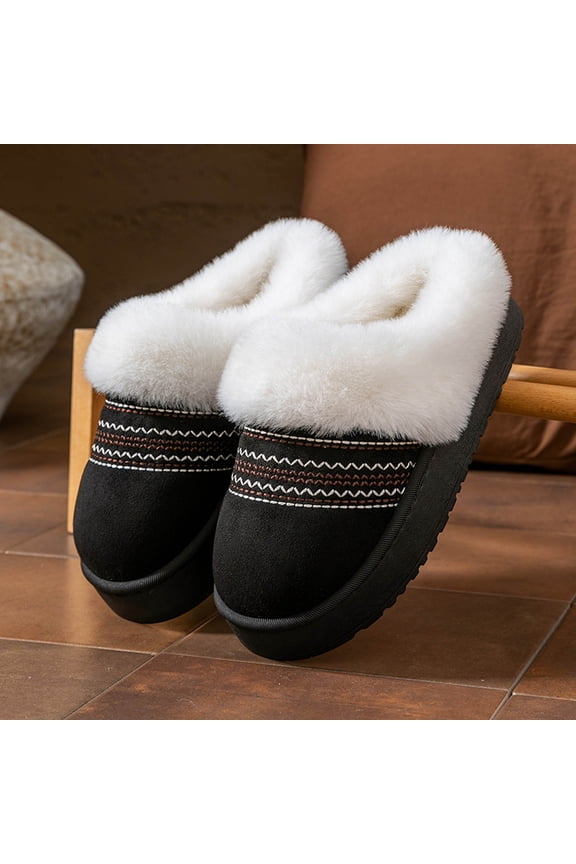 Women's Plush Mule Slippers with Thick Non-Slip Sole Fleece-Lined Winter House Shoes for Indoor and Outdoor Use Comfortable Slip-On Design for Fall and Winter