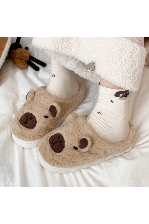 Women's Plush Slip-On House Slippers with Thick Sole for Fall and Winter Non-Slip Soft Flat Comfortable Indoor Outdoor Casual Wear