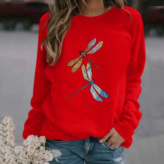 Taylonsss Women's Print Long-sleeved Sweatshirt Casual Blouse Pullover