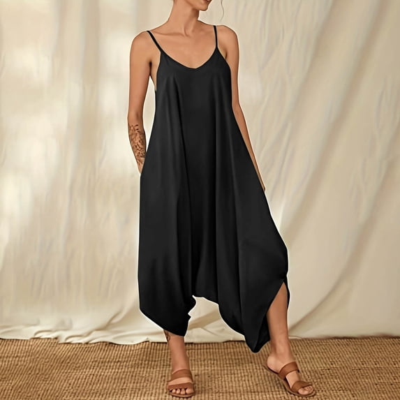 Taylonsss Women's Printed Summer Sleeveless Backless Casual Backpack Pants Jumpsuit Pants