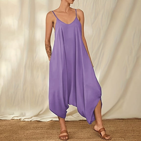 Taylonsss Women's Printed Summer Sleeveless Backless Casual Backpack Pants Jumpsuit Pants