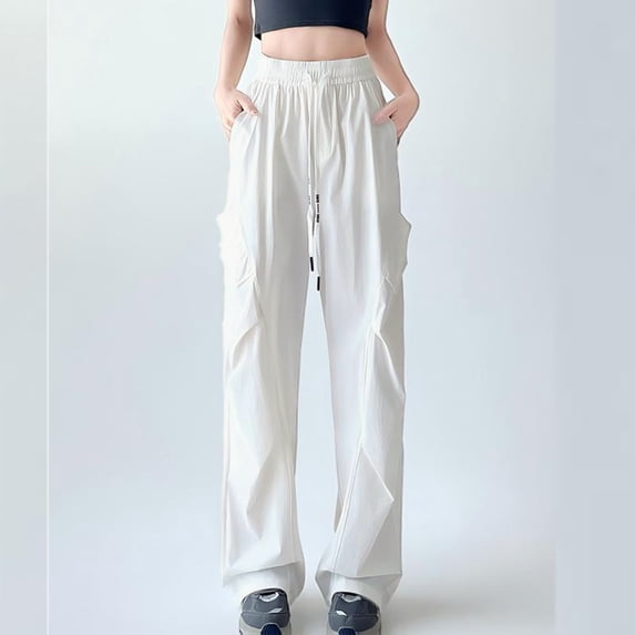 Taylonsss Women's Quick-Dry High-Waisted Elastic Waist Wide-Leg Sports Pants Comfortable and Versatile for Daily Leisure Work Commutes and Social Gatherings