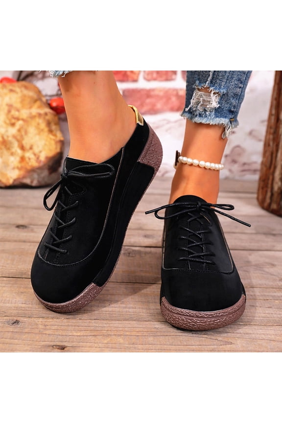 Women's Round Toe Lace-Up Wedge Heel Mules with Thick Cushioned Sole for Casual Everyday Wear Comfortable and Supportive Slip-On Shoes