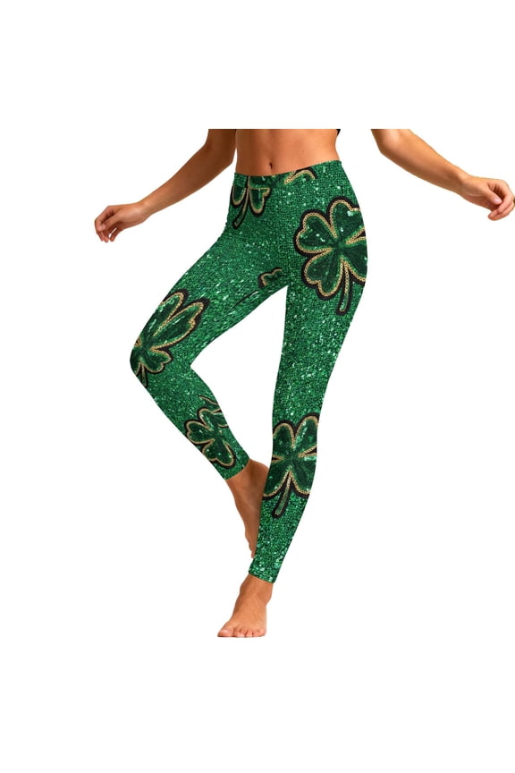 Women's St. Patrick's Day Printed Leggings - Stretchable Athletic Pants with Breathable Blend for Yoga Fitness and Casual Wear