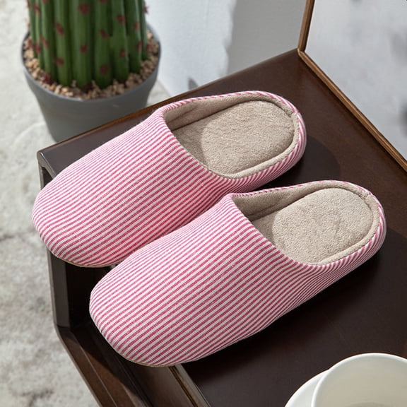 Taylonsss Women's Striped Round Toe Closed Heel Flat Slippers for Indoor and Outdoor Use Breathable Comfortable Lightweight Non-Slip Quiet Sole