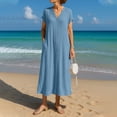 thumbnail image 1 of Taylonsss Women's Summer Casual Loose Fit Short Sleeve Button Shirt Dress in Soft Cotton Linen Blend for Party Office and Daily Wear, 1 of 8