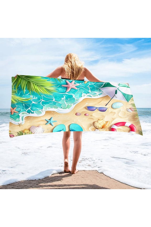 Women's Summer Printed Robe Towel Lightweight Absorbent Beach Pool Cover-Up Boho Style