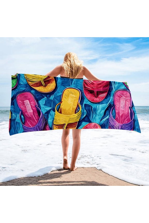 Women's Summer Printed Robe Towel Lightweight Absorbent Beach Pool Cover-Up Boho Style