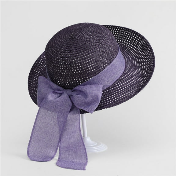 Taylonsss Women's Summer Straw Sun Hat with Solid Color Bowknot Design for Beach Vacation and Casual Outdoor Protection