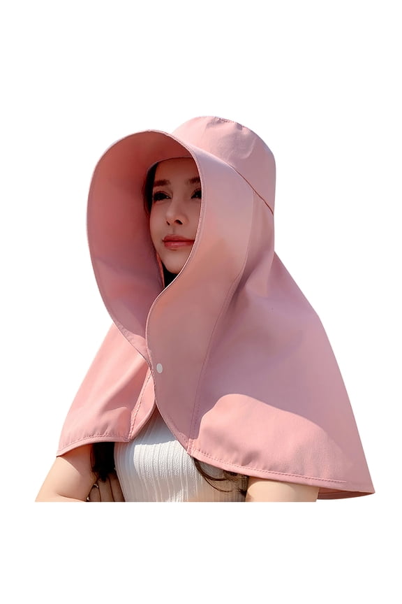 Women's Summer Sun Hat Full Face Neck Coverage UPF Protection Integrated Scarf Beach Outdoor Casual Fisherman Hat