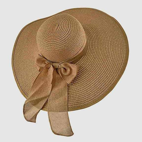 Taylonsss Women's Sun Protection Wide Straw Hat Bohemian Sweet Versatile Spring Summer Beach Vacation Fashion Accessory