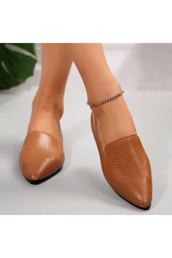 Women's Versatile Casual All-Season Breathable Soft-Soled Plus Size Trendy British Style Pointed-Toe Flat Shoes for Everyday Comfort
