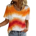 thumbnail image 1 of Taylonsss Women's Vintage Gradient Printed Round Neck Short Sleeve T-Shirt Casual Sports Top for Fitness and Daily Wear Comfortable Stretch Breathable Fabric for Spring Summer, 1 of 9