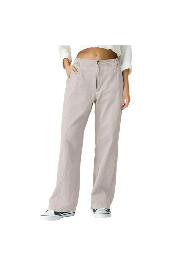 Women's Warmth Casual Straight Leg Work Pants with Button Pocket - Made of Soft Breathable Cool Silk Cotton Cavalry Oblique Fabric for Office and Daily Use