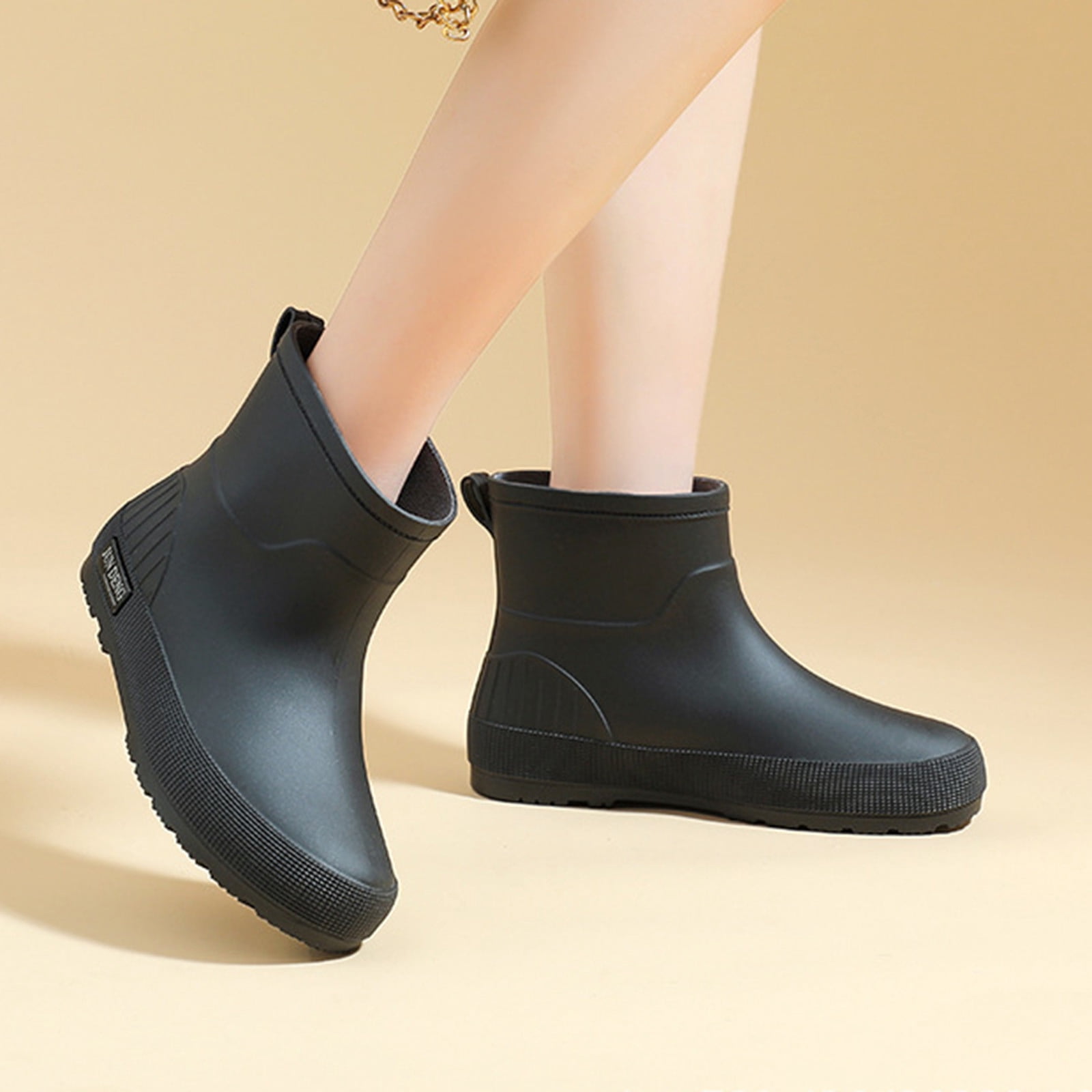 Taylonsss Women's Waterproof Rubber Rain Boots with Chunkys Heel for Fall and Winter Comfortable Height-Increasing Short Boots with Anti-Slip Sole for Outdoor Activities