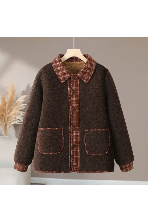 Women's Winter Casual Plaid Patchwork Faux Lambswool Hooded Coat Long Sleeve Jacket for Daily Wear Street Style Outdoor Activities
