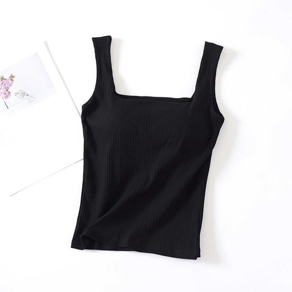 Taylonsss Womens Built-in Bra Camisole Top Solid Color Round Neck Sleeveless Comfort Sleepwear Loungewear