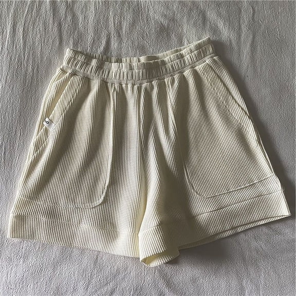 Taylonsss Womens Casual Lounge Shorts Waffle Texture with Pockets Lightweight Relaxed Fit Home Sleepwear
