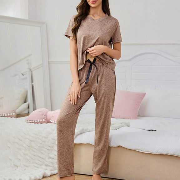 Taylonsss Womens Casual Loungewear Set Short Sleeve Top and Long Pants Comfortable Sleepwear Home Outfit