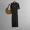 thumbnail image 1 of Taylonsss Womens Casual Short Sleeve Dress Solid Knit Turn-Down Collar Casual Style, 1 of 5
