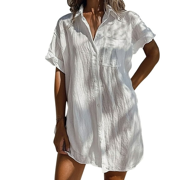 Taylonsss Womens Casual Short Sleeve Midi Dress Solid Color Relaxed Fit Available in Multiple Shades