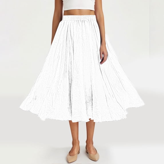 Taylonsss Womens Comfortable Summer Linen Blend Elastic Waist Button Front Skirt with Pocket Casual Street Style Beach Vacation Outfit