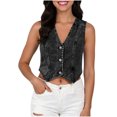thumbnail image 1 of Taylonsss Womens Denim Vest Sleeveless Slim Fit V Neck Casual Daily Party Vacation Style, 1 of 5