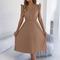thumbnail image 1 of Taylonsss Womens Dress Casual Fashion V Neck Ruffled Waist Pleated Sleeveless Mid Calf Flowy Summer Outfit, 1 of 9