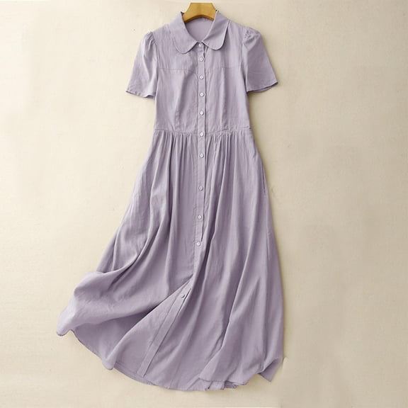 Taylonsss Womens Dress Relaxed Fit Peter Pan Collar Casual Fashion Loose Boho Everyday Casual Style