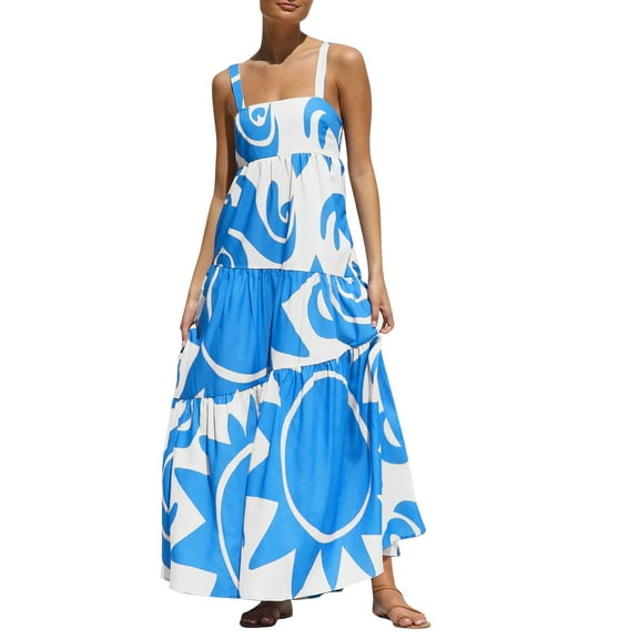 Taylonsss Womens Fashion Elegant Floral Print Spaghetti Strap Flowy A-line Dress Resort Vacation Outfit