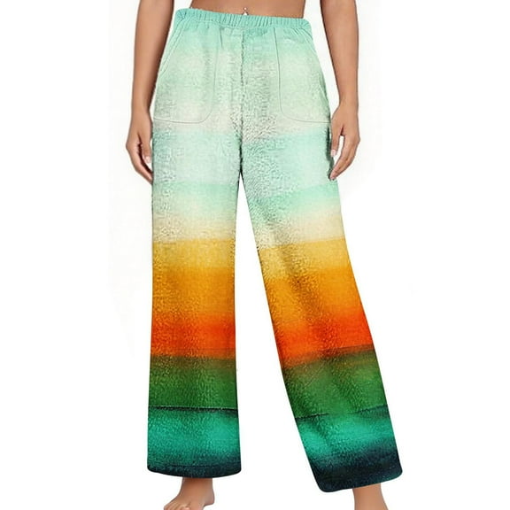 Taylonsss Womens Fleece-Lined Plush Sleep Pants Casual Printed Lounge Pants with Pockets Cozy Winter Homewear