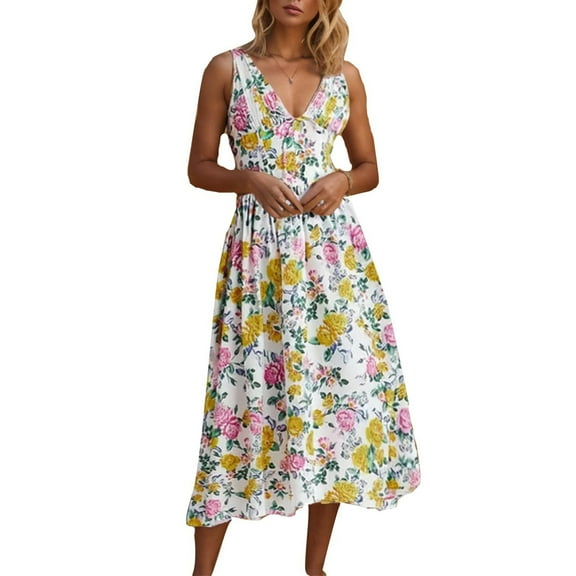 Taylonsss Womens Floral Print Backless Spaghetti Strap Delicate Dress Stylish Beach Resort Evening Outfit