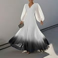 thumbnail image 1 of Taylonsss Womens Gradient Long Sleeve V Neck Pleated Maxi Dress Evening Gown Formal Occasion Wear, 1 of 7