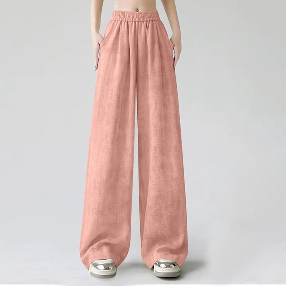 Taylonsss Womens High Waist Drawstring Closure Wide Leg Pants Loose Straight Leg Casual Comfortable Breathable for Everyday Wear