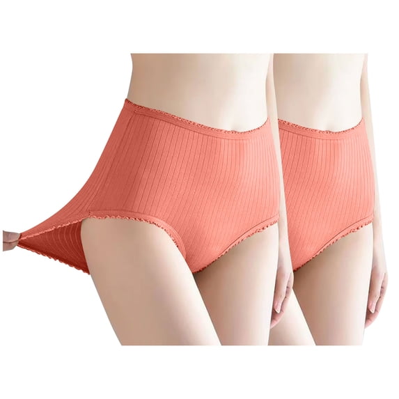 Taylonsss Womens High Waist Underwear 2-Pack Supportive Lifting Solid Color Comfort Fit Briefs
