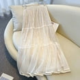 thumbnail image 1 of Taylonsss Womens High Waisted Lace Patchwork Mesh Pleated A-line Mid Length Skirt Stylish Casual Spring Summer Beach Party Daily, 1 of 5