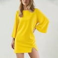 thumbnail image 1 of Taylonsss Womens Long Sleeve Dress Lapel Collar V Neck Relaxed Fit Solid Color Casual Lounge Outfit, 1 of 7