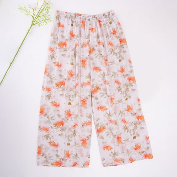 Taylonsss Womens Lounge Pants Printed Cotton Rayon Lightweight Wide Leg Loose Fit Ankle-Length Wearable Outside Casual Loungewear