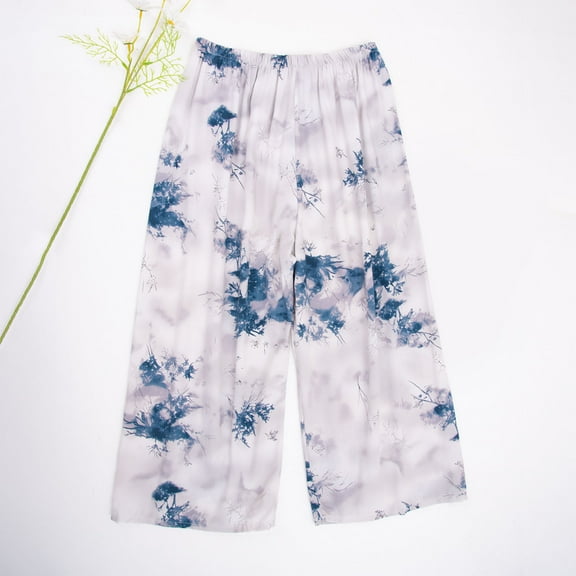 Taylonsss Womens Lounge Pants Printed Cotton Rayon Lightweight Wide Leg Loose Fit Ankle-Length Wearable Outside Casual Loungewear