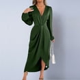 thumbnail image 1 of Taylonsss Womens Maxi Dress Deep V Neck Long Puff Sleeve Ruched Side Slit Elegant Glamour Wedding Guest Cocktail Party Evening Dress, 1 of 7